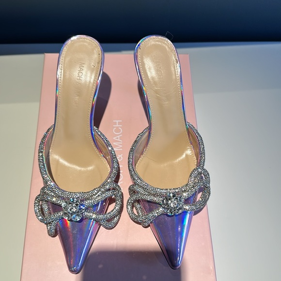 WORN ONCE Mach & Mach bow iridescent mules, size 7! - Picture 3 of 7